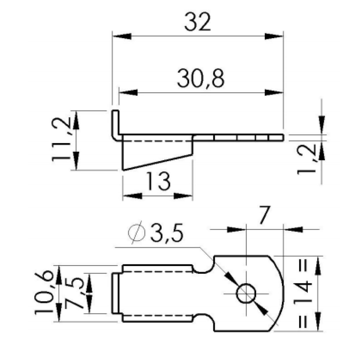 Taquet standard pour crémaillère acier MONIN - Longueur 32 mm - Acier laqué blanc - 522120