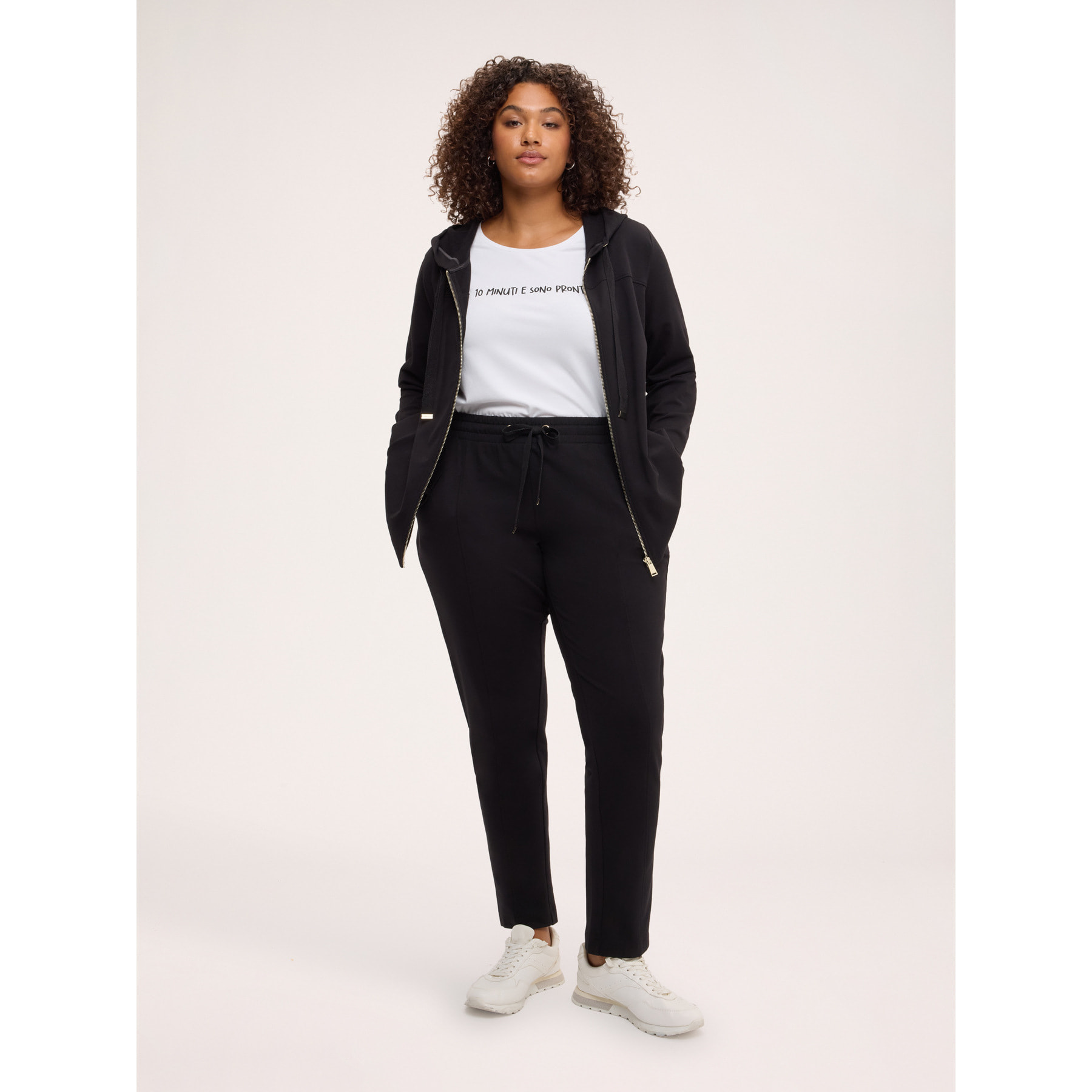 Fiorella Rubino - Joggers in cotone con coulisse in vita - Nero