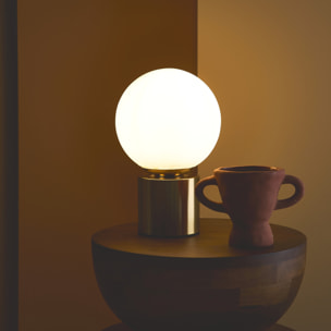 Lampe à poser métal et verre H 25cm NINO