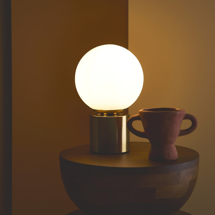 Lampe à poser métal et verre H 25cm NINO