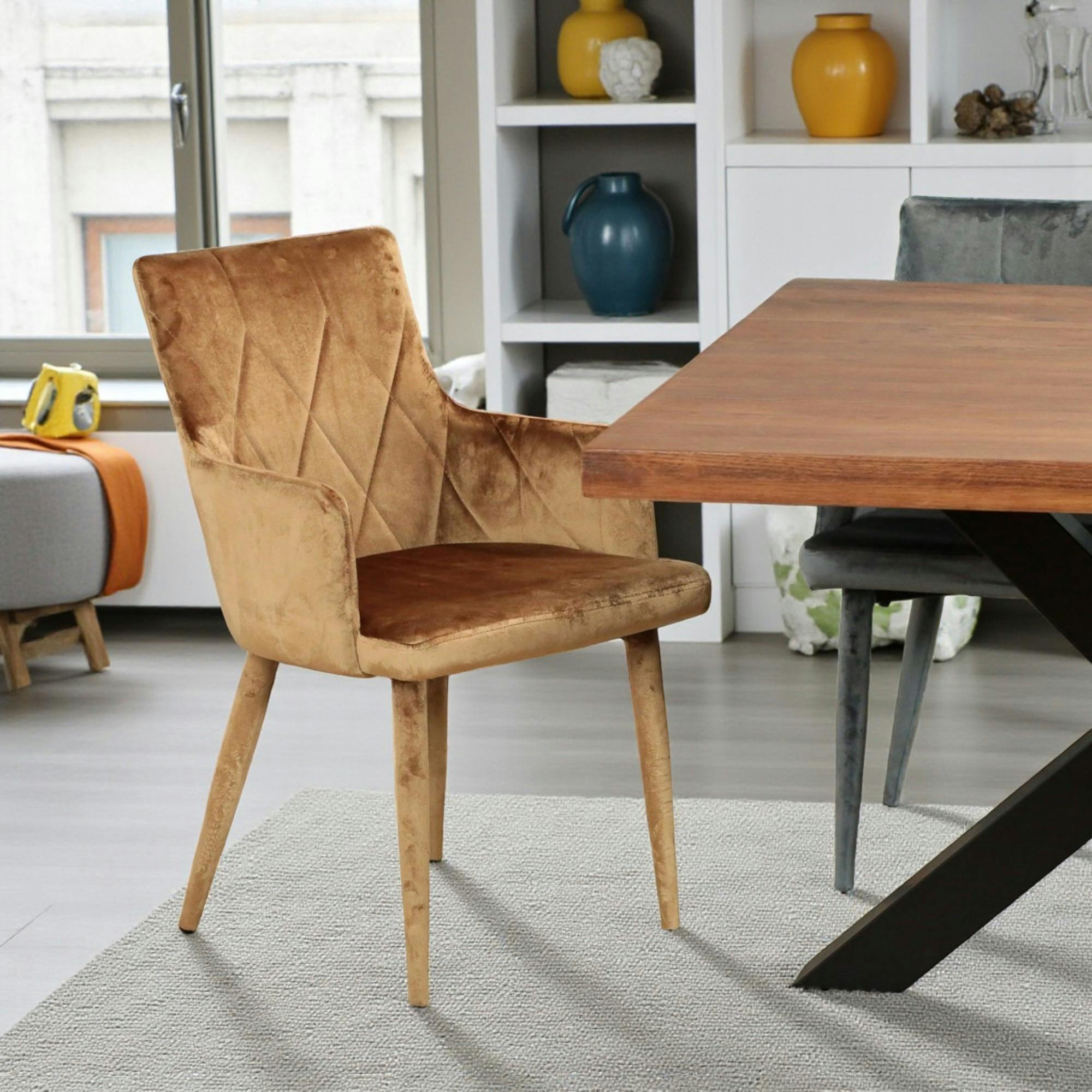 Fauteuil de table en velours doré (lot de 2) HAWAI