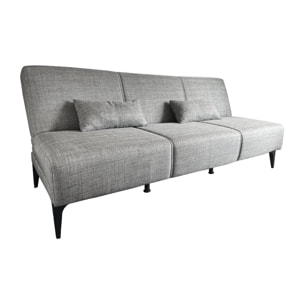 Divano letto Hugo, Divano letto in tessuto, Divano letto con apertura click-clack, Divano letto con cuscini, 190x70h80 cm, Grigio