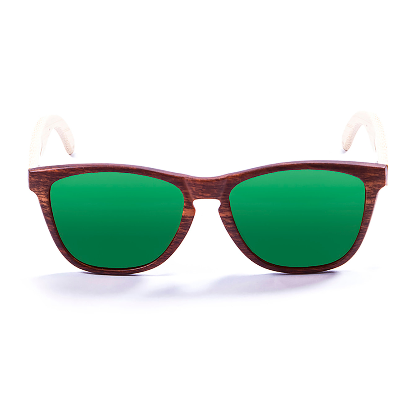 Gafas de sol OCEAN SEA WOOD - Nuevo brazo natural de bambú con frente marrón / Revo verde