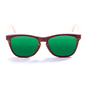 Gafas de sol OCEAN SEA WOOD - Nuevo brazo natural de bambú con frente marrón / Revo verde