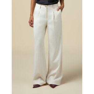 Oltre - Palazzo trousers in fluid fabric - Blanco