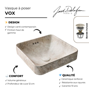 Vasque carrée à poser Vox douceur minérale
