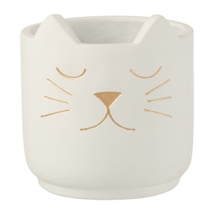 J-Line cache-pot Chat - ciment - blanc/or - small - Ø 14 cm