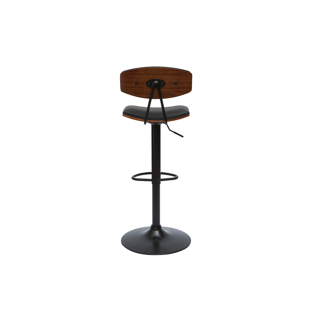 Tabouret de bar design réglable noir et bois foncé VASCO