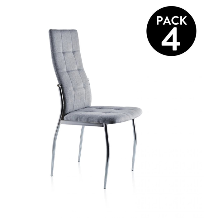 Pack 4 sillas de comedor Diana Tejido - Gris