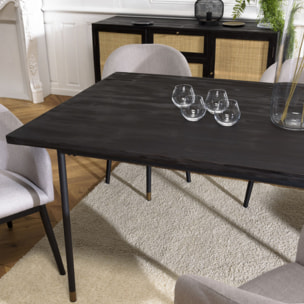 YANIS - Table à manger rectangulaire noire 200x100cm 6 personnes pin vieilli