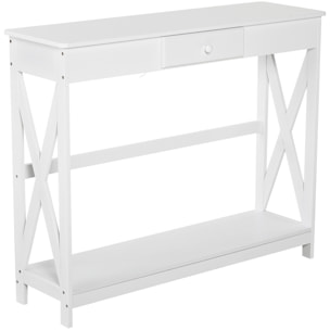 Mesa de Consola Clásica Entrada de Madera 100x30x81 cm Blanco