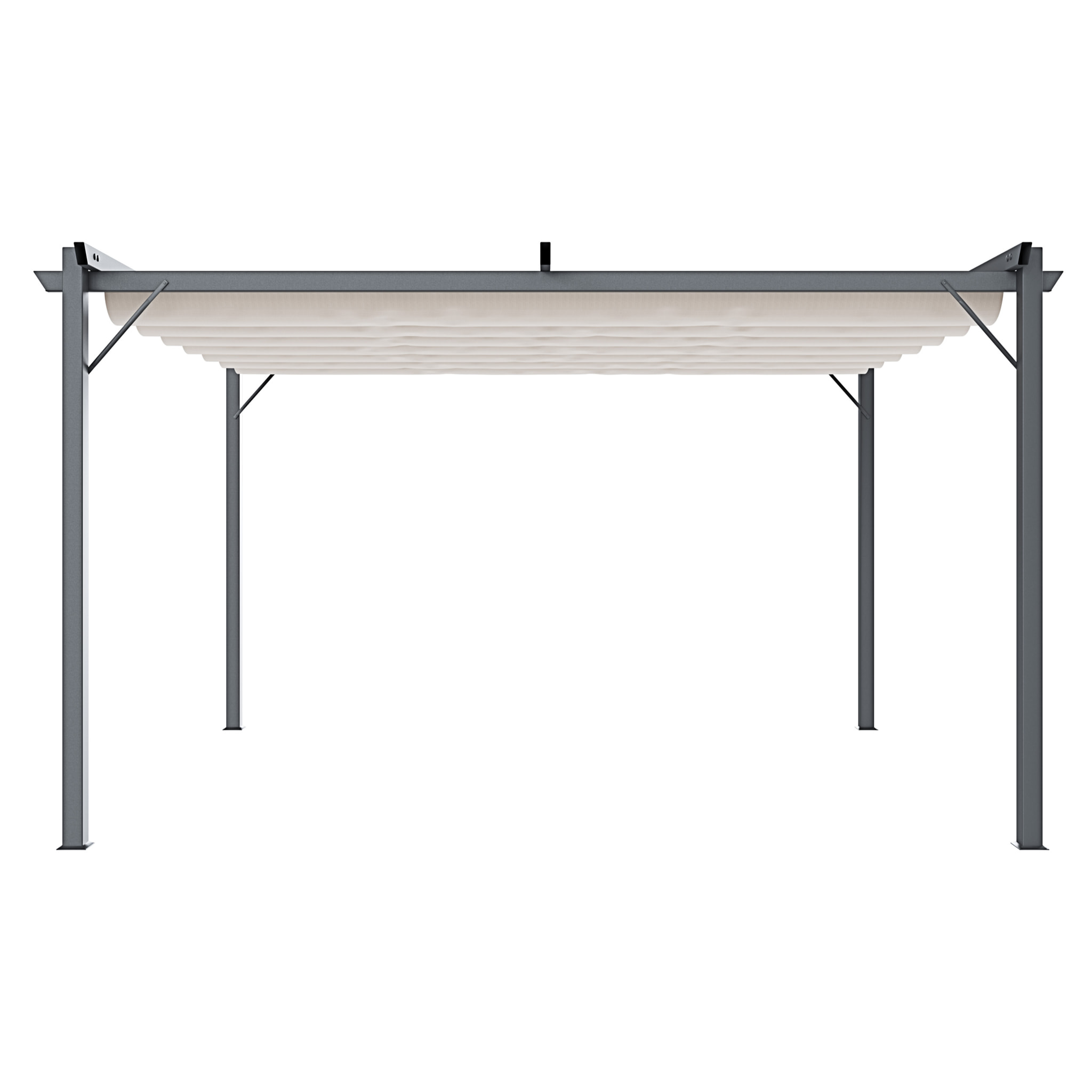 Gazebo Pergola 3x4 M Pergolato Telo Impermeabile Retrattile Struttura In Acciaio Giardino Terrazzo Piscina Esterno Fiere Campeggio Design Beige