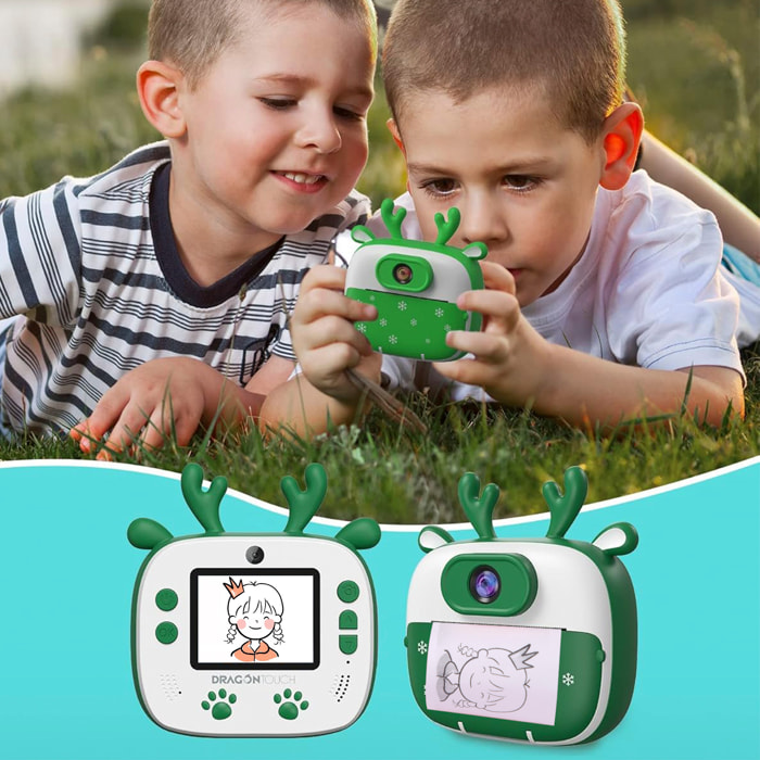 Fotocamera digitale D13, edizione XMAS, foto da 26mpx e video HD per bambini. Schermo da 2 pollici. Stampa istantanea delle tue foto preferite.