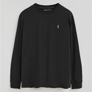 Pack uomo con due magliette in bianco e nero a maniche lunghe con ricamo Rigby Go