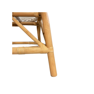 Fauteuil relax en rotin tressé bicolore blanc avec coussin – AURA