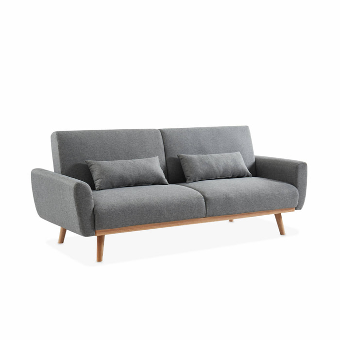 Canapé convertible design en tissu - Oskar - 2 - 3 places scandinave droit avec pieds bois