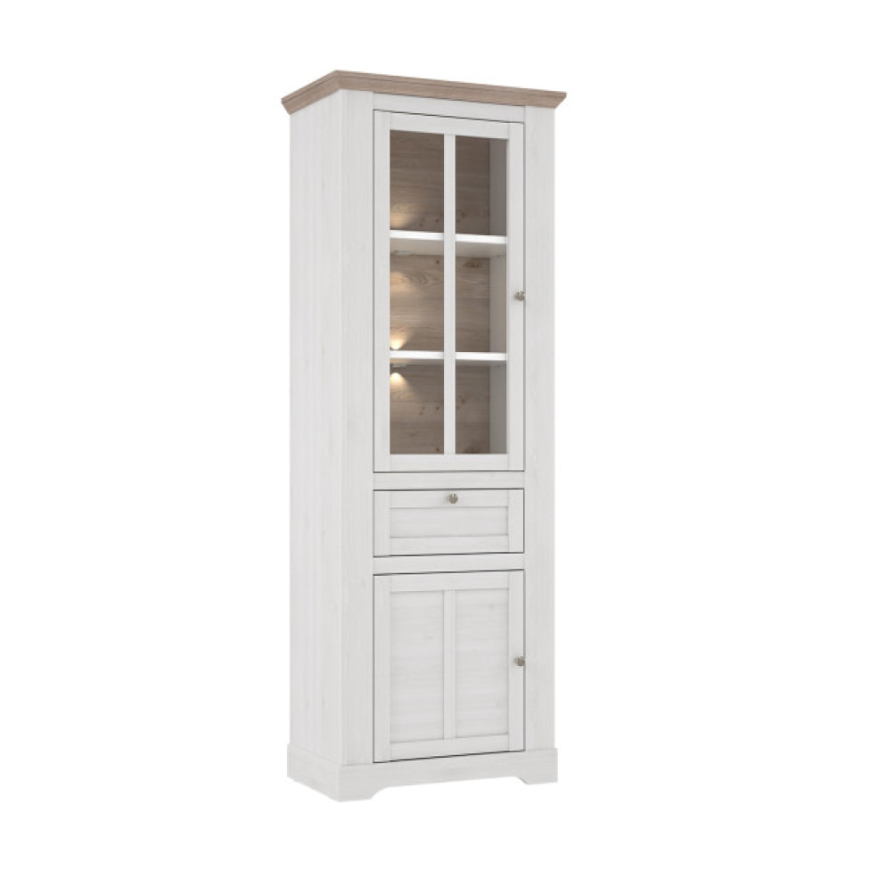 Vitrine en bois effet chêne clair blanchi L75cm - ILONA