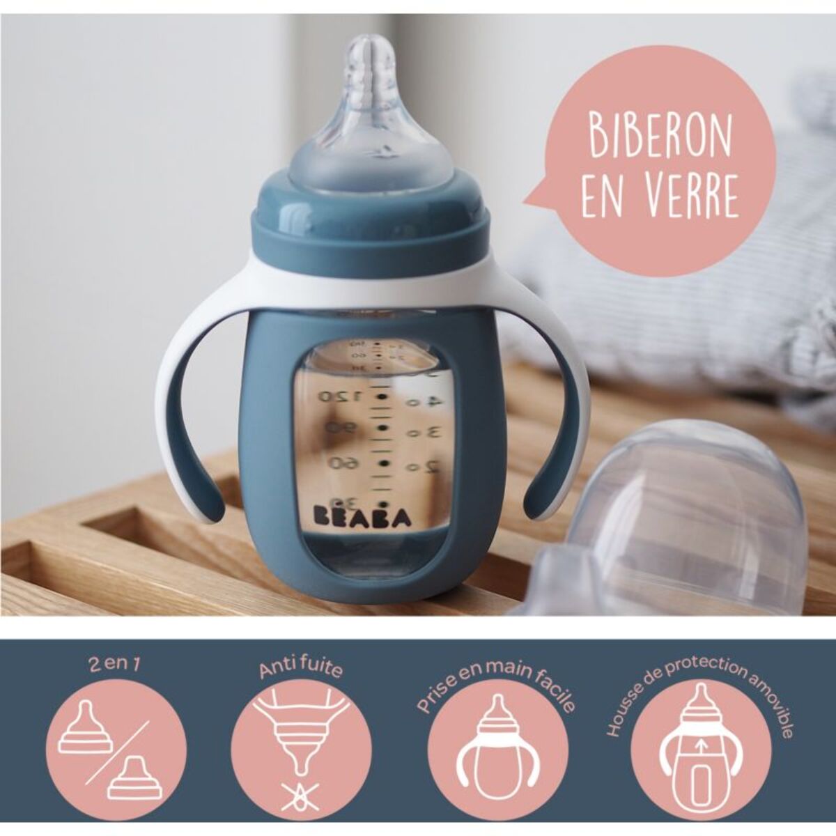 Tasse BEABA verre d apprentissage 2 en 1 210 ml