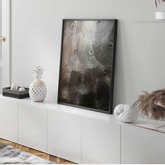 Affiche encadrée abstraction cercles texturés Affiche + cadre en métal - Noir