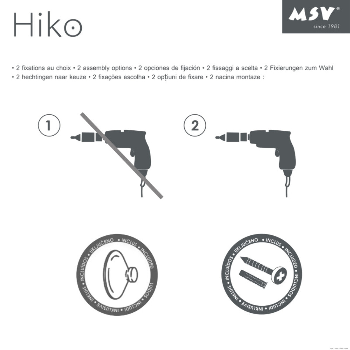 Etagère de douche 2 niveaux à  ventouses HIKO Bambou & Acier Noir MSV
