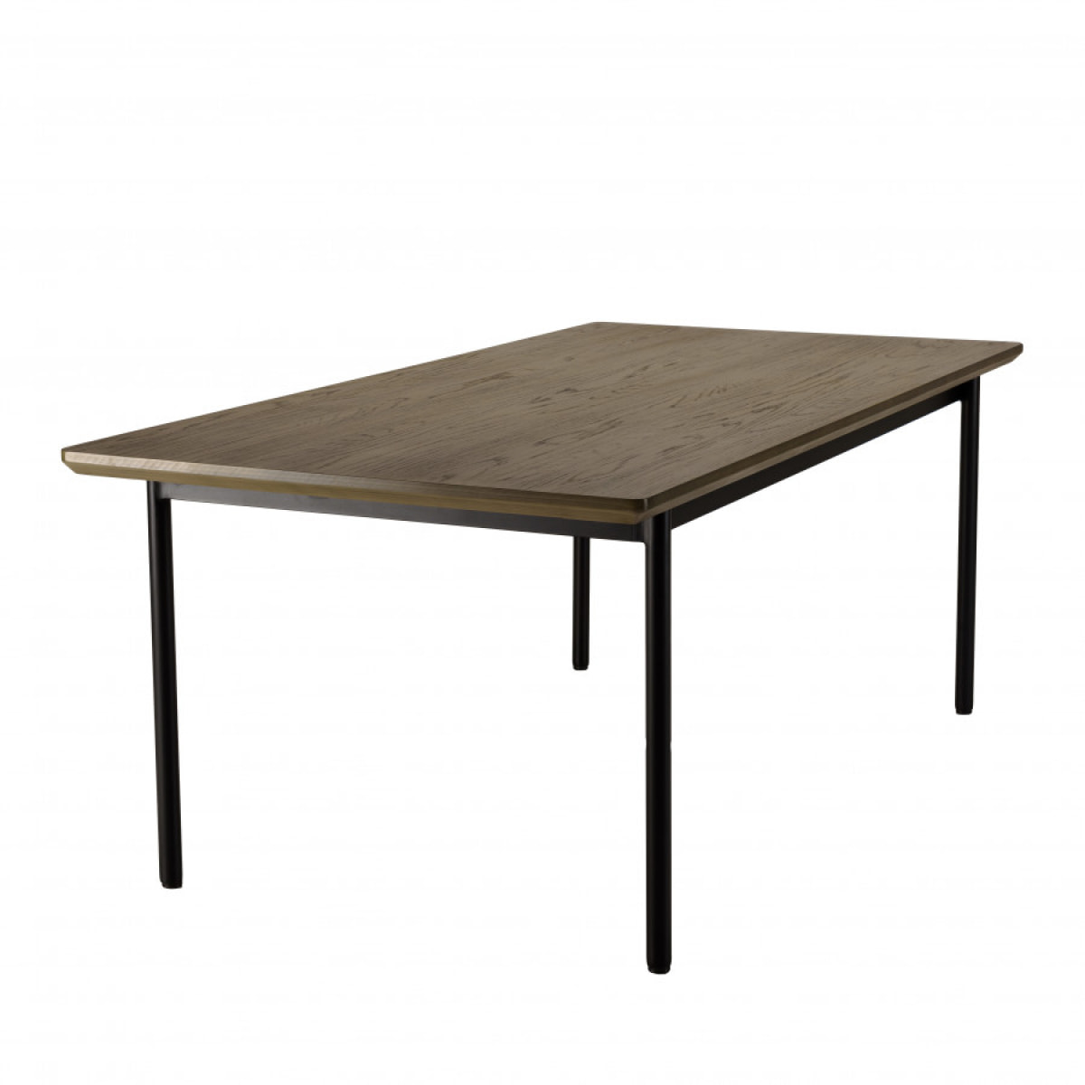 ALMA - Table à manger rectangulaire marron foncé 200x100cm pieds métal noir