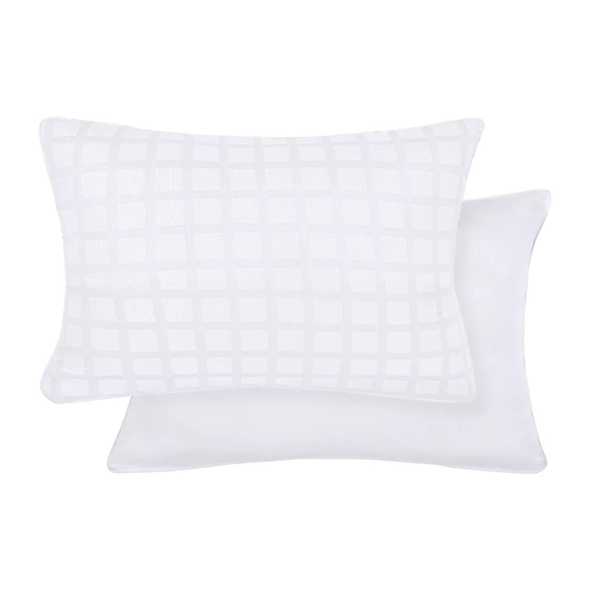 Taie d'oreiller satin de coton motif jacquard blanc Allegria neige
