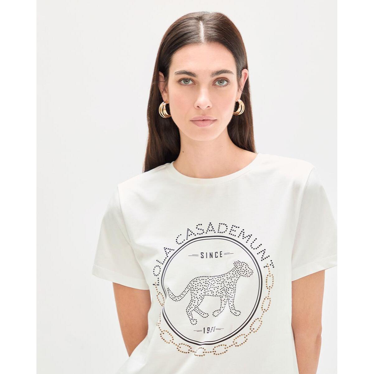 maglietta a forma di anello con strass