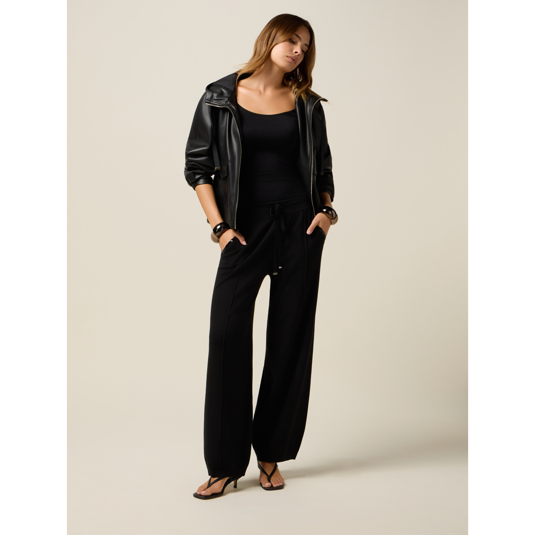 Oltre - Pantalones joggers de punto - Negro