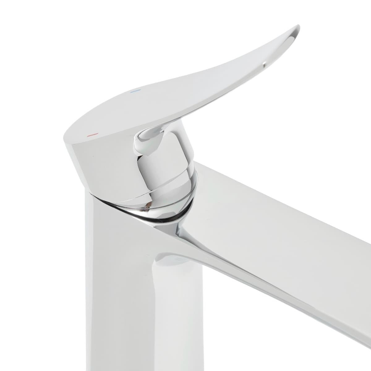 set mitigeur lavabo haut + mitigeur cuisine avec douchette extractible et bras pivotant, chrome (SATINFBSD285)