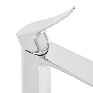 set mitigeur lavabo haut + mitigeur cuisine avec douchette extractible et bras pivotant, chrome (SATINFBSD285)