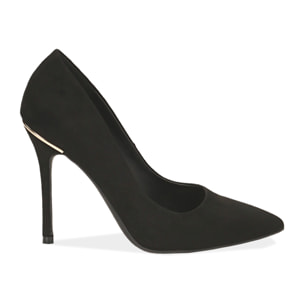 Zapatos de tacón negros en microfibra, tacón de 11 cm