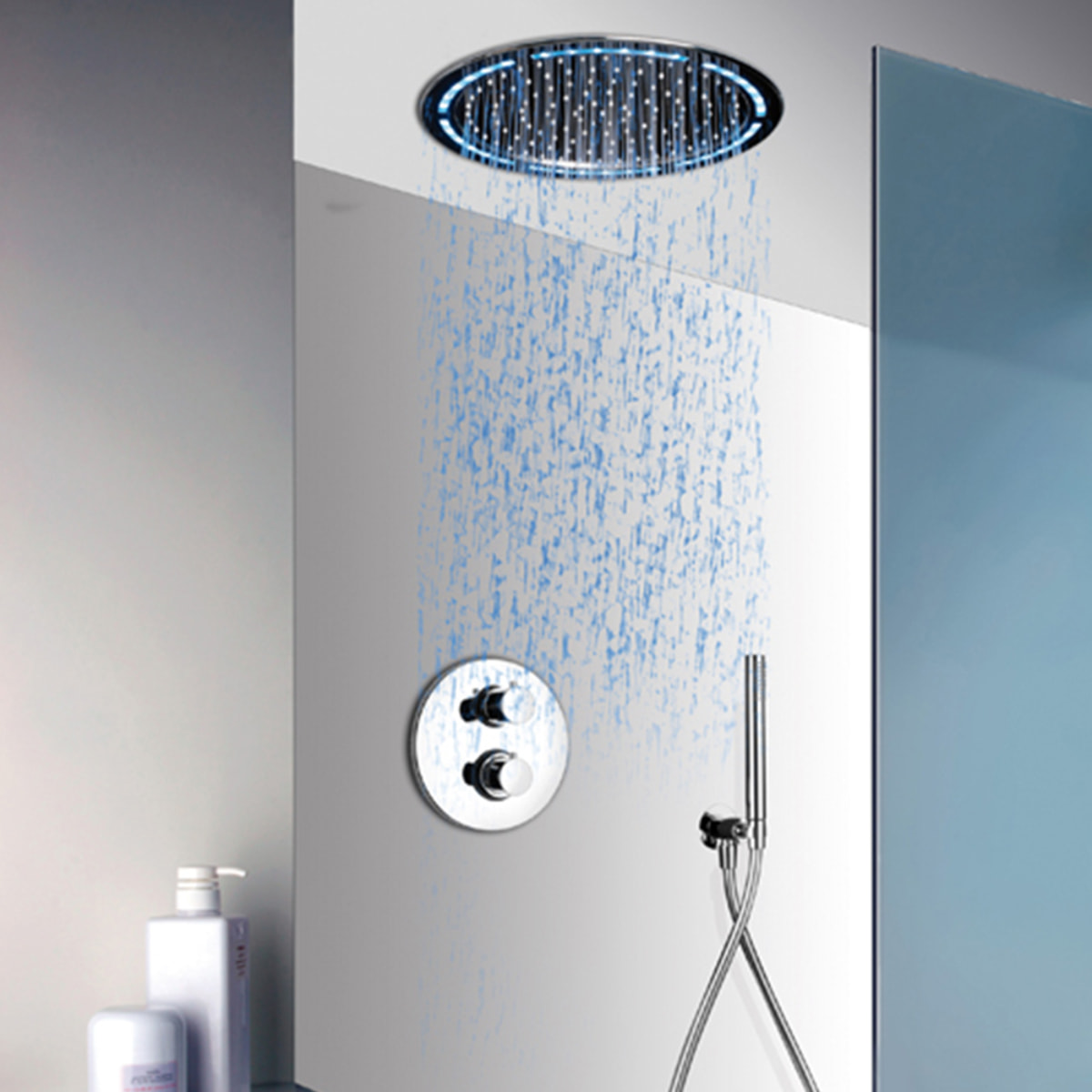 Païni : Ensemble thermostatique à encastrer Rain Light Techno