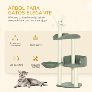 Árbol Rascador para Gatos con Hamaca Plataformas Postes de Sisal 44x43x123 cm