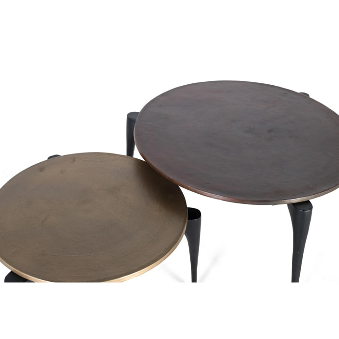 Mesas de Centro de Aluminio Mesa Grande: 82 Cm, Mesa Pequeña: 64 Cm Estilo Moderno