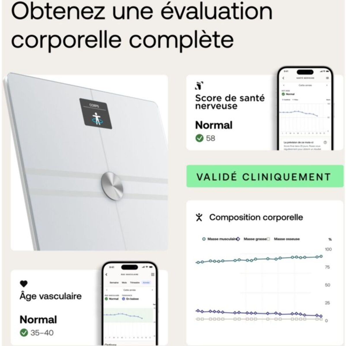 Pèse personne connecté WITHINGS Body Comp Blanc