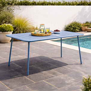 EVORA Table de jardin 6 places 160cm bleu