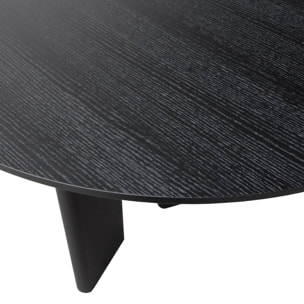Table à manger oblongue extensible bois d'hévéa et placage chêne 6-8 places ALBANE