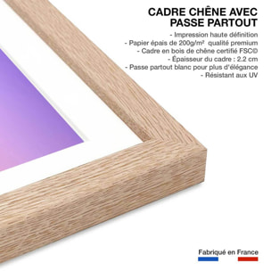 Affiche animaux Morning Flamingo Affiche + cadre en bois - Chêne