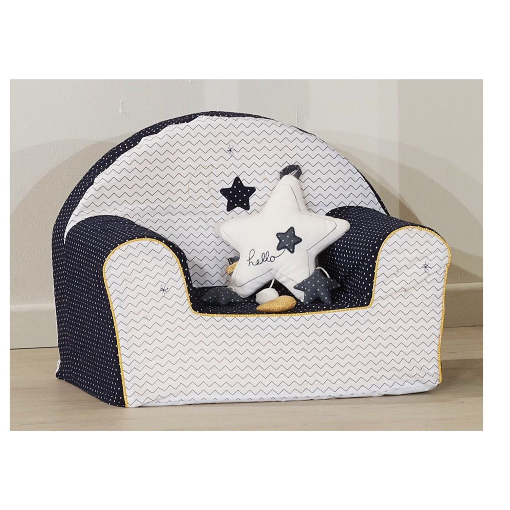 Fauteuil club 42x51cm en coton blanc