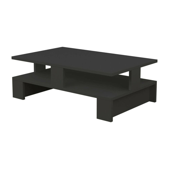 Tavolino da salotto Telescopio, Tavolo basso da caffè, Portariviste per divano, Ripiano da soggiorno, 80x50h28 cm, Antracite