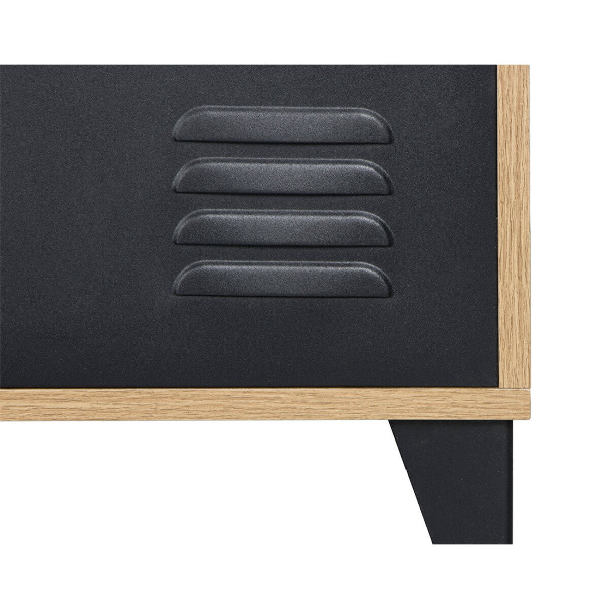 Tribeca - meuble tv - effet bois et métal noir - 200 cm - Bois / Noir