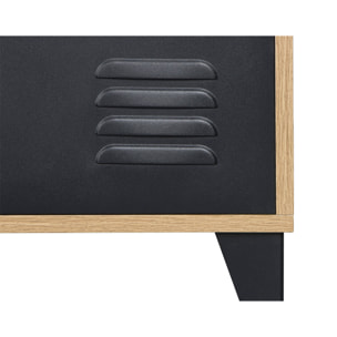 Tribeca - meuble tv - effet bois et métal noir - 200 cm - Bois / Noir