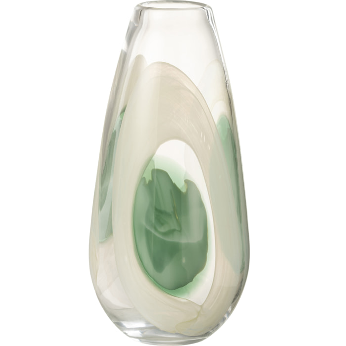 J-Line - Vase Livy - verre - vert/blanc/transparent - large