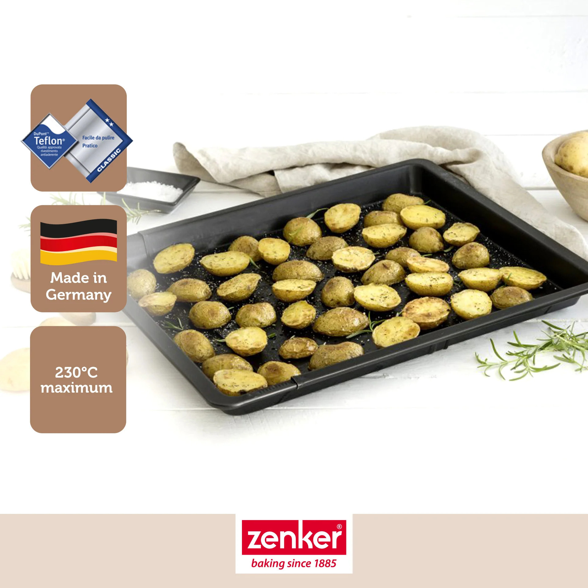 Lot de 2 plaques à pizza rectangulaires perforées extensibles 37 à 52 x 33 cm Zenker Black Metallic