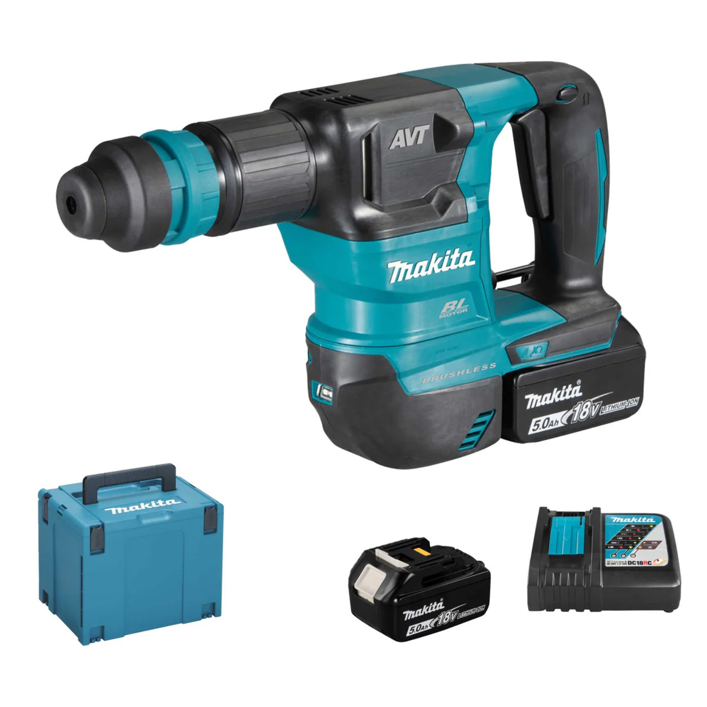 Piqueur SDS-Plus 18V 3,1 Joules - MAKITA - avec 2 batterie 18V 5.0Ah - chargeur - MakPak - DHK180RTJ