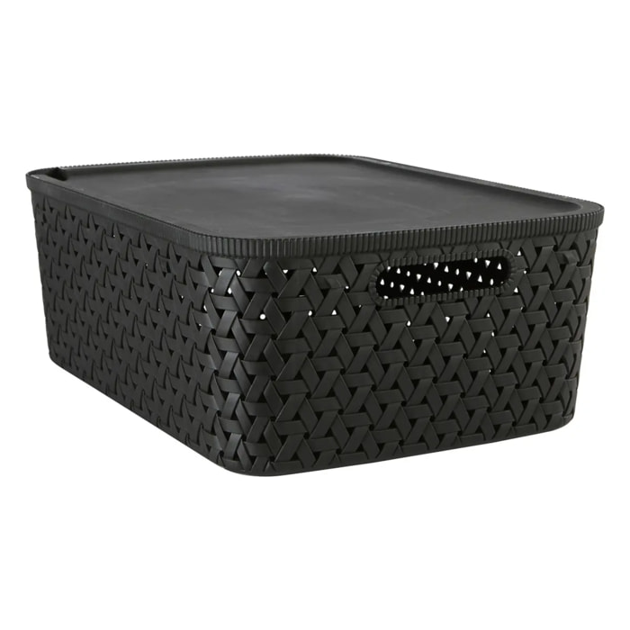 Panier "Tressy" en plastique noir 15L