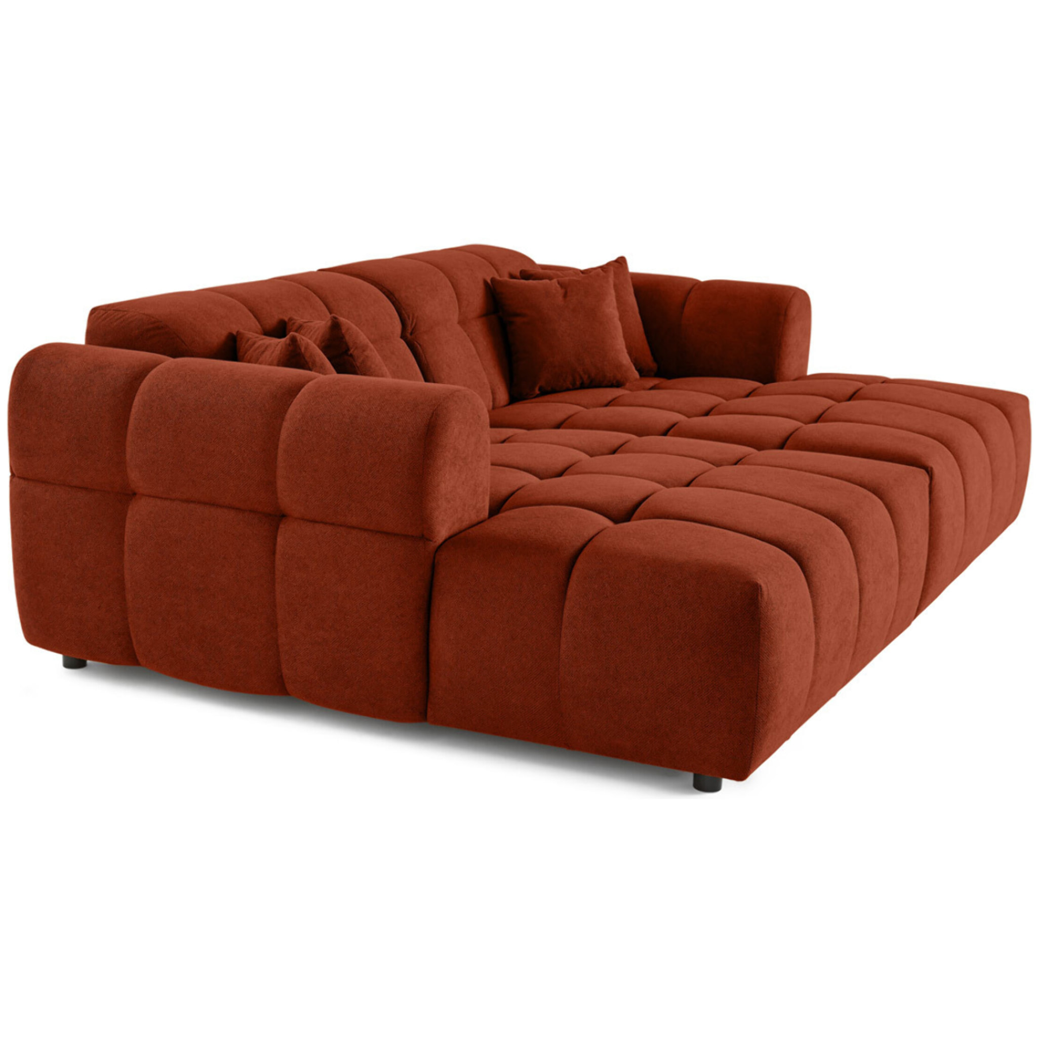 Ray - canapé droit 4 places avec double méridienne - assise profonde - en tissu texturé - Rouge