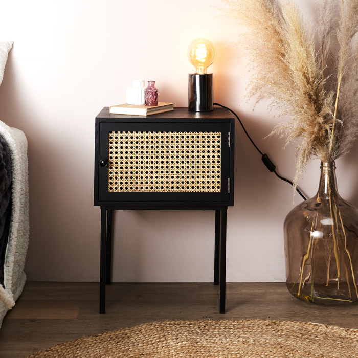 Chevet Cannage 1 Porte Noir