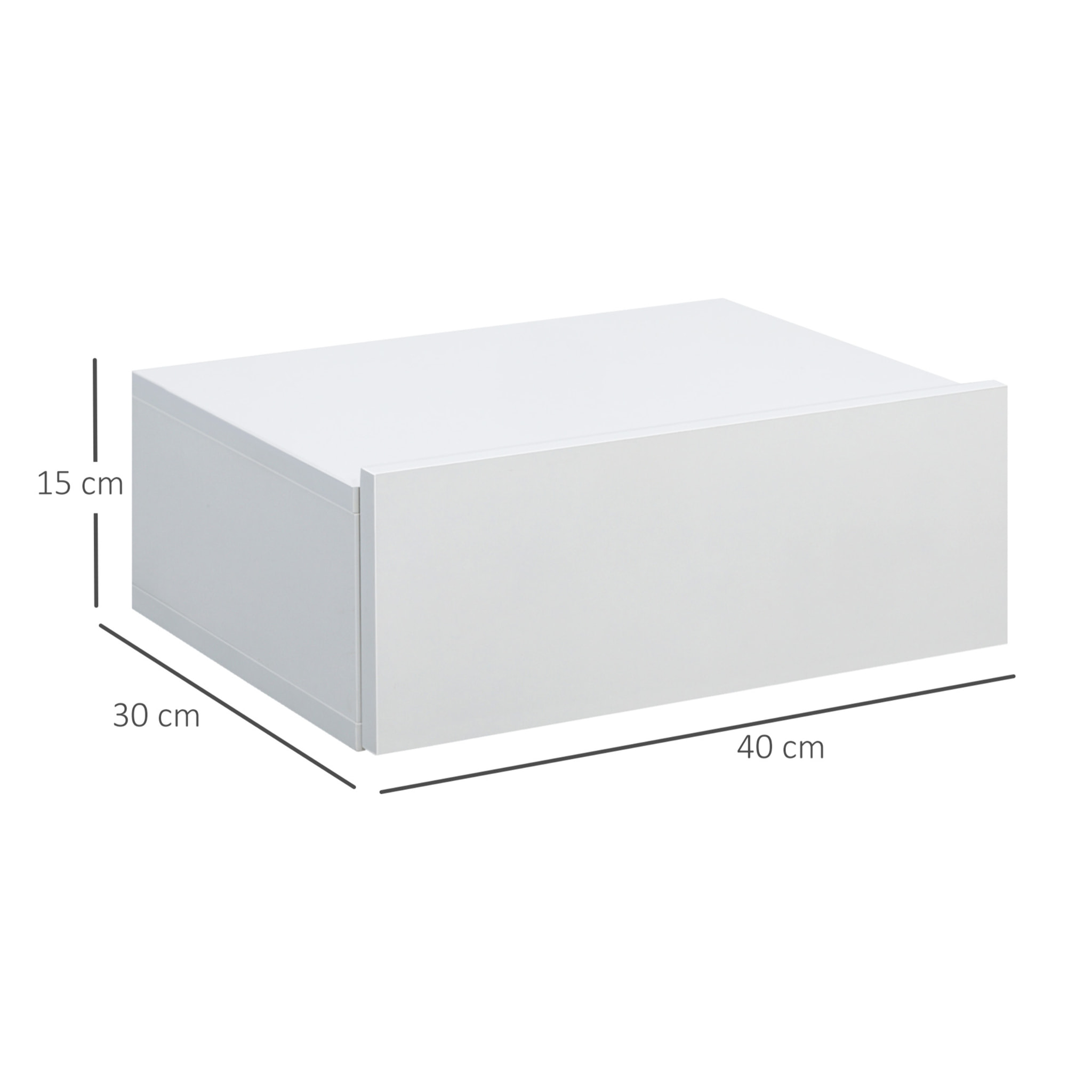 HOMCOM Set de 2 Mesitas de Noche Flotantes con 1 Cajón Diseño Montado en la Pared Estilo Moderno para Dormitorio 40x30x15 cm Blanco