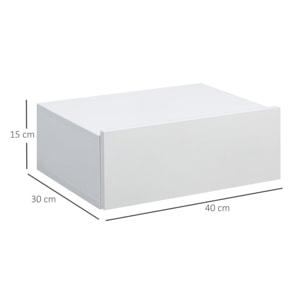 HOMCOM Set de 2 Mesitas de Noche Flotantes con 1 Cajón Diseño Montado en la Pared Estilo Moderno para Dormitorio 40x30x15 cm Blanco